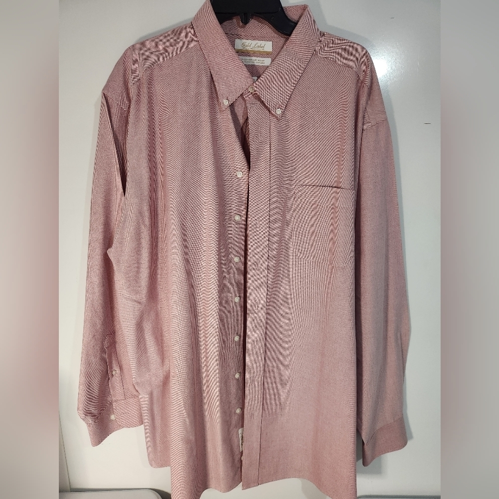 Roundtree & Yorke Long-Sleeve Button-Down Shirt - Light Red, Size 19x 36/37